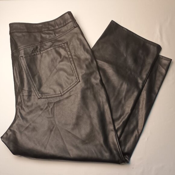 NWT Old Navy Jeans Size 24 High Rise OG Loose Faux Leather Black - Picture 1 of 10